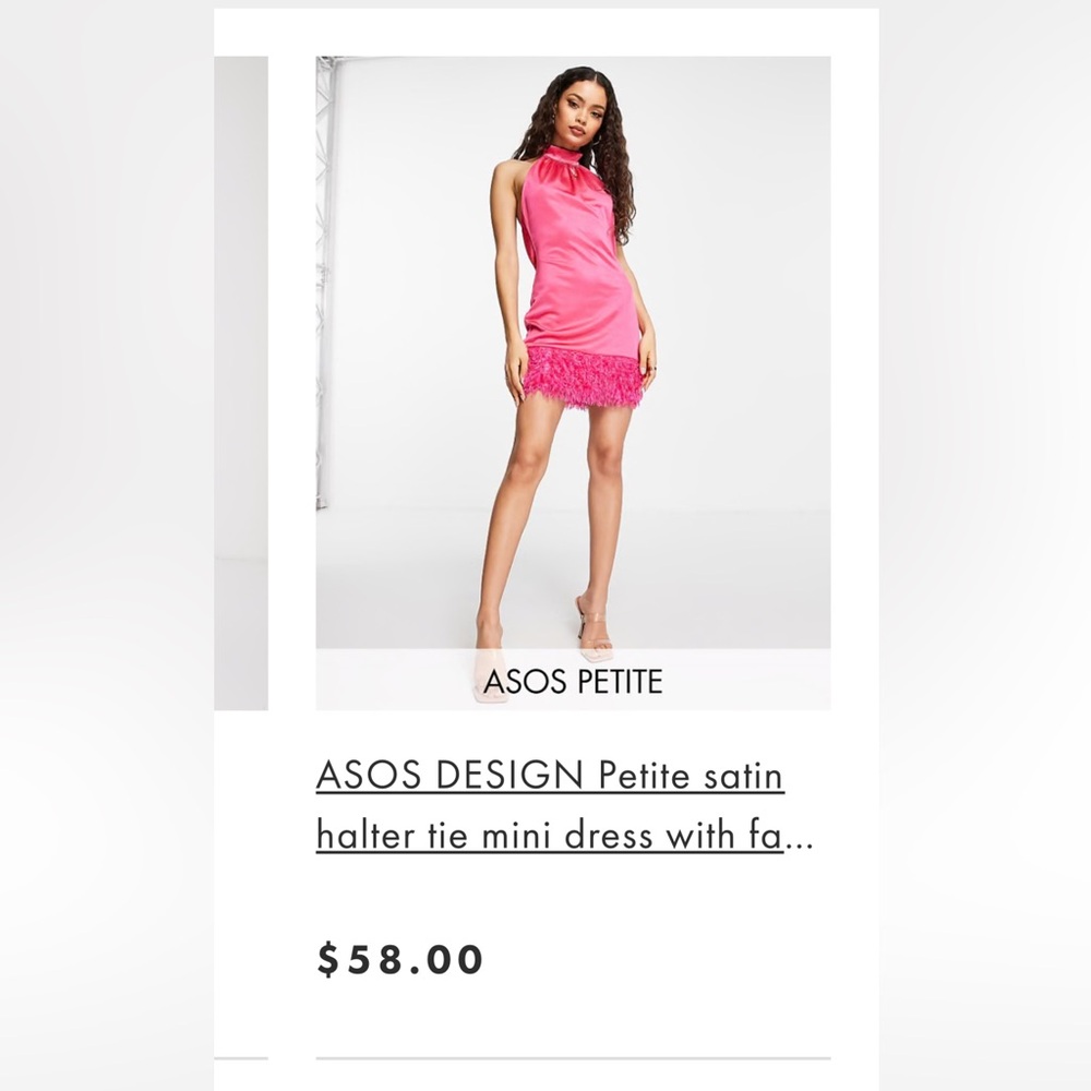 ASOS Fuchsia Satin halter low back Mini Dress